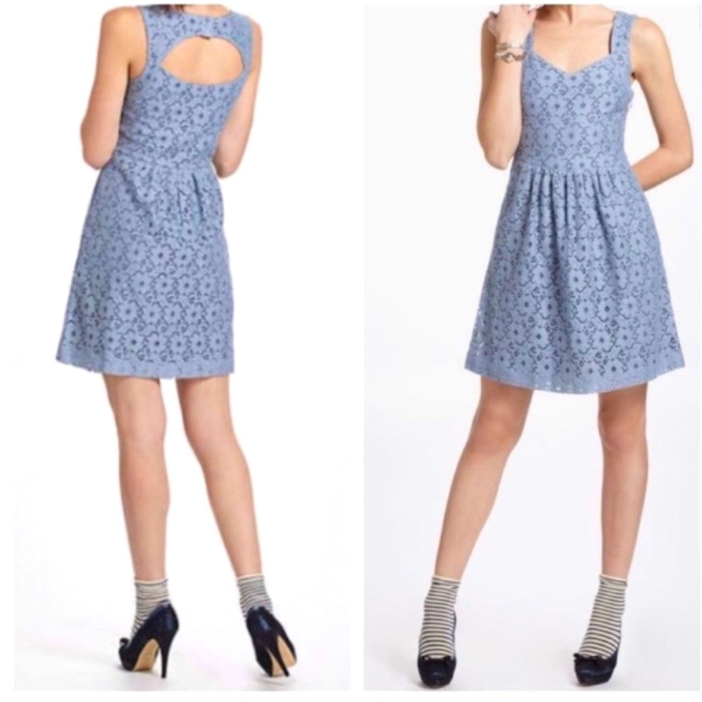 🌟 Anthro Deletta Silverfield Sweetheart Dress- Blue